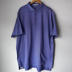 Peter Millar Men's Polo Shirt Golf Purple Blue Striped Short Sleeve Size XXL